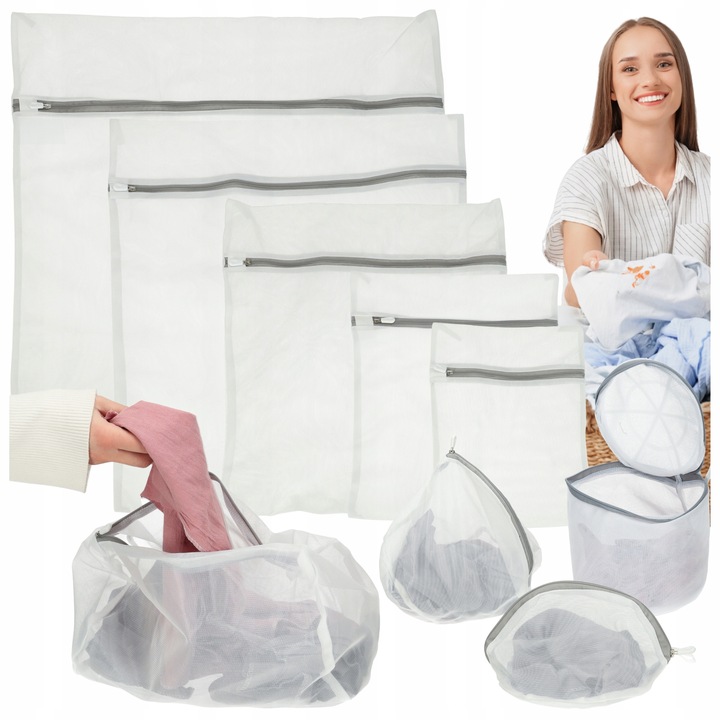 WOREK SIATKA DO PRANIA BIELIZNY SKARPET UBRAŃ WORECZEK Z ZAMKIEM 9 SZTUK