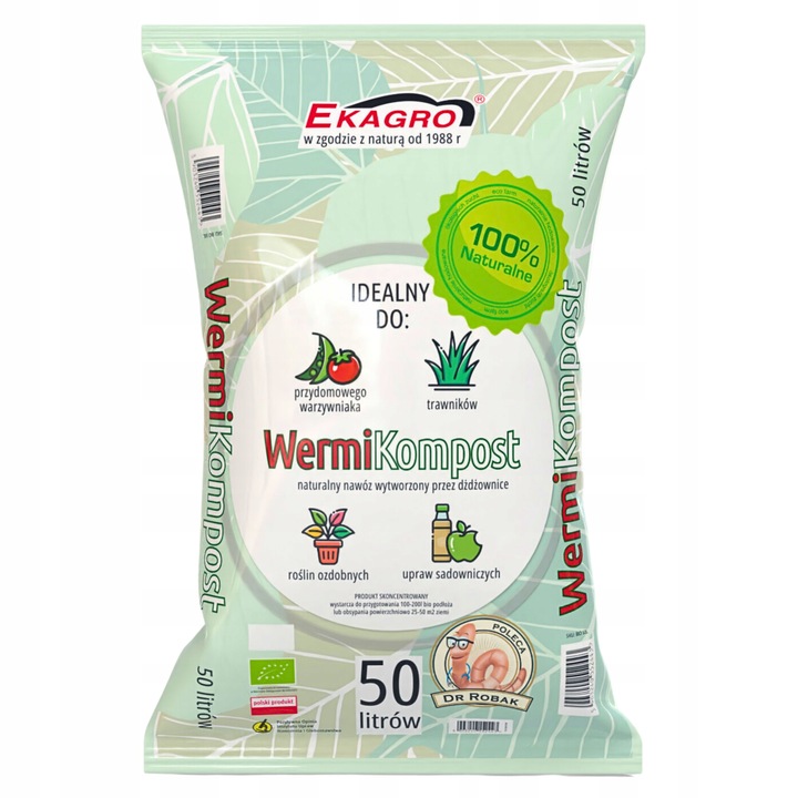 Wermikompost Naturalny NAWÓZ uniwersalny 50L BIOHUMUS do warzyw ziemia