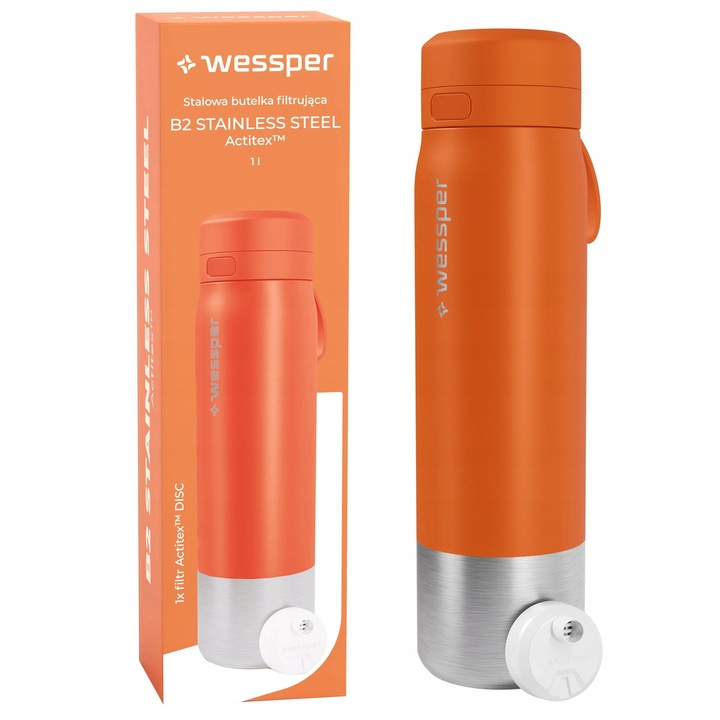 Butelka filtrująca stalowa bidon na wodę z filtrem WESSPER B2 ACTITEX