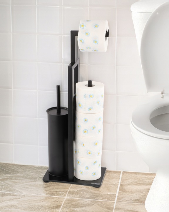 Stojak na papier toaletowy z uchwytem i szczotka do WC czarny loft