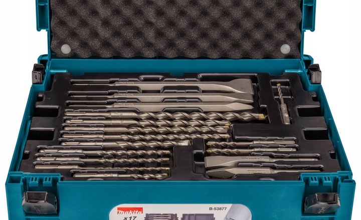 MAKITA Zestaw wierteł i dłut 17 sztuk SDS+ B-53877 w walizce MAKPAC 1