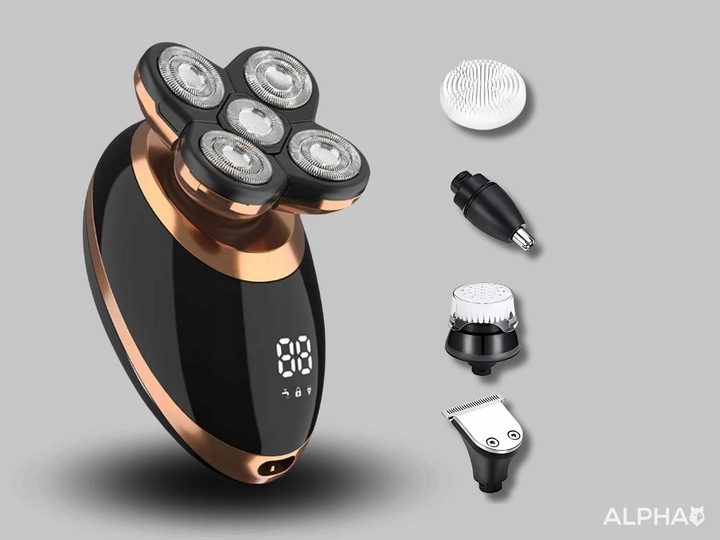 Golarka Męska 5W1 Maszynka do Golenia Brody, Włosów i Głowy - Trymer Alpha