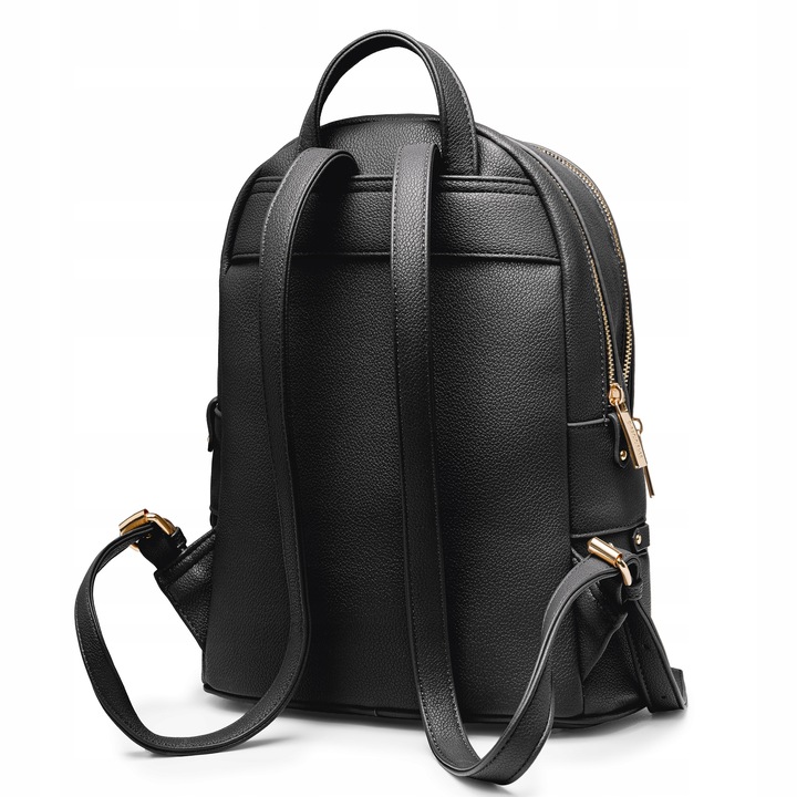 Plecak Dwukomorowy Damski PUCCINI Ze Skóry Ekologicznej Czarny