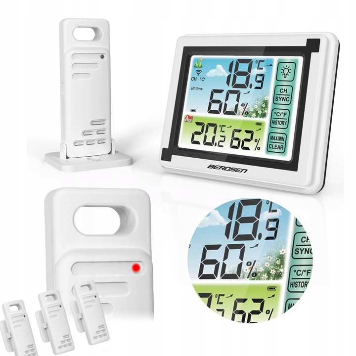 BEZPRZEWODOWA STACJA POGODOWA POGODY HIGROMETR + CZUJNIK