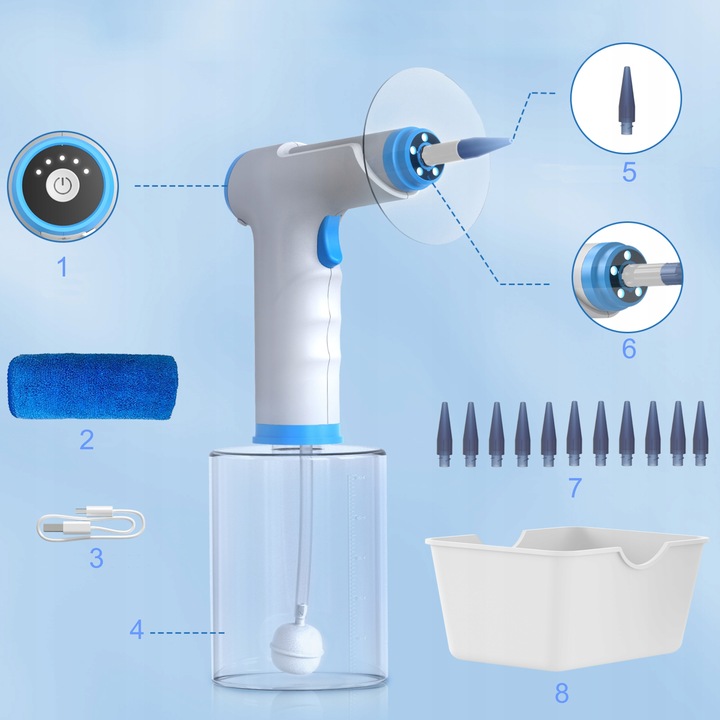 IRYGATOR DO CZYSZCZENIA USZU WOSKOWINY PŁUKANIE LED BEZPRZEWODOWY ZESTAW