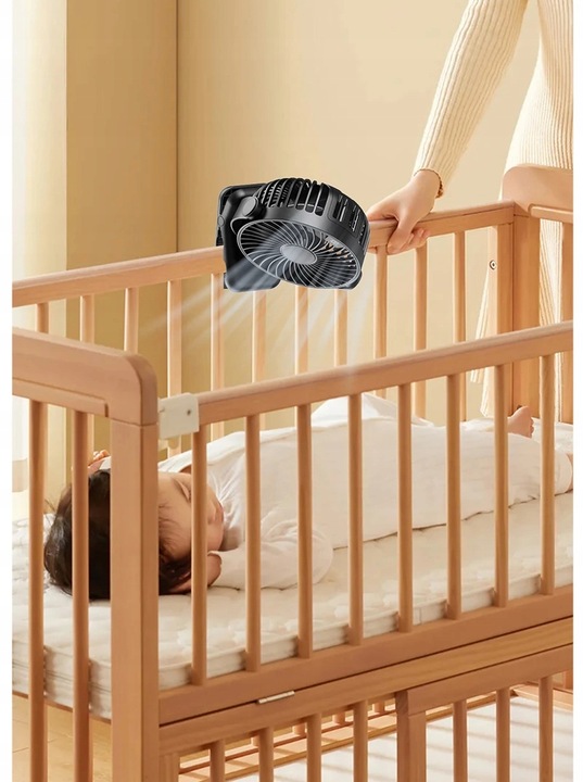 WENTYLATOR BIURKOWY WIATRAK PRZENOŚNY USB KLIPS AKUMULATOR 2400mAh 4