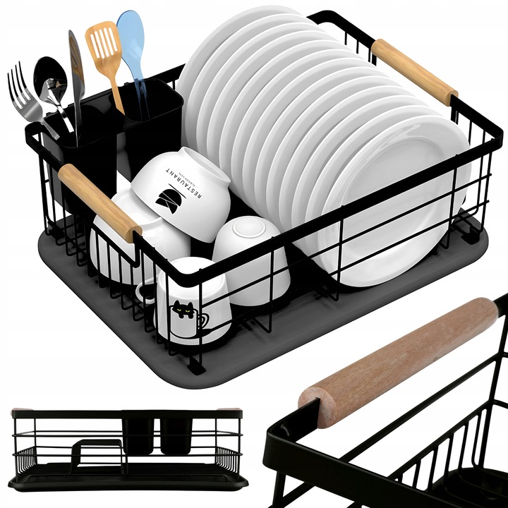 SUSZARKA DO NACZYŃ OCIEKACZ NA SZTUĆCE KUBEK TALERZE CZARNY KARL HAUSMANN