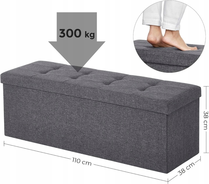 Skrzynia TAPICEROWANA siedzisko z pojemnikiem PUFA pikowana