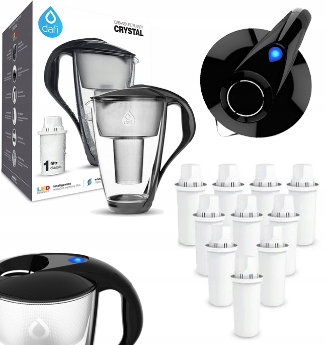 Dzbanek filtrujący szklany Dafi Crystal LED 2l + 10x Filtr Dafi