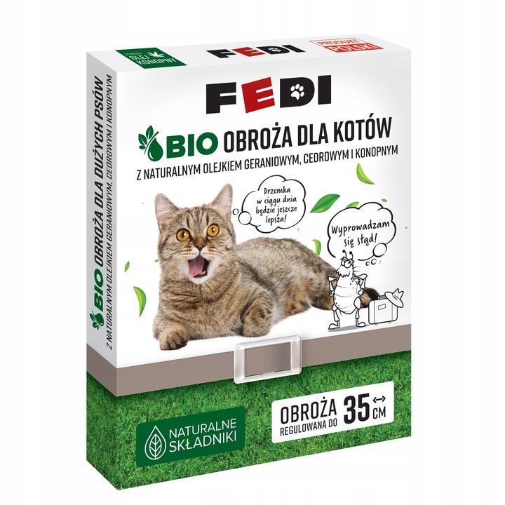 Fedi Bio Obroża Przeciw Pchłom i Kleszczom dla Kotów Regulowana do 35 cm x2