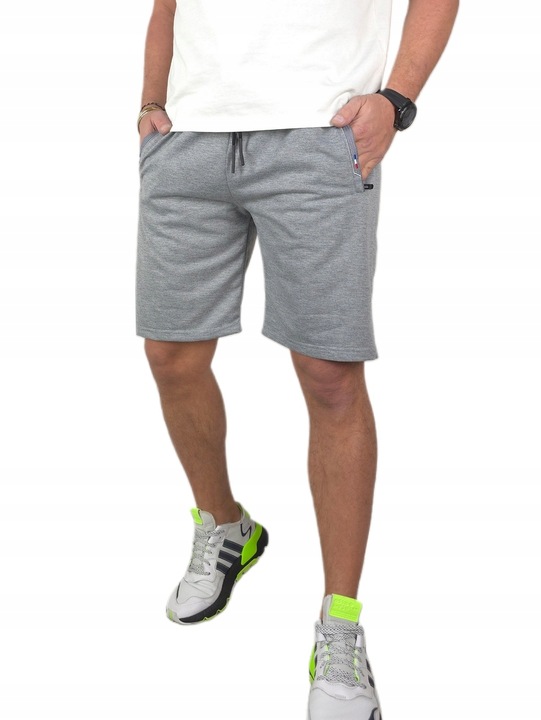 KRÓTKIE SPODENKI męskie DRESOWE z KIESZENIAMI na ZAMEK dresy szorty, r. 4XL