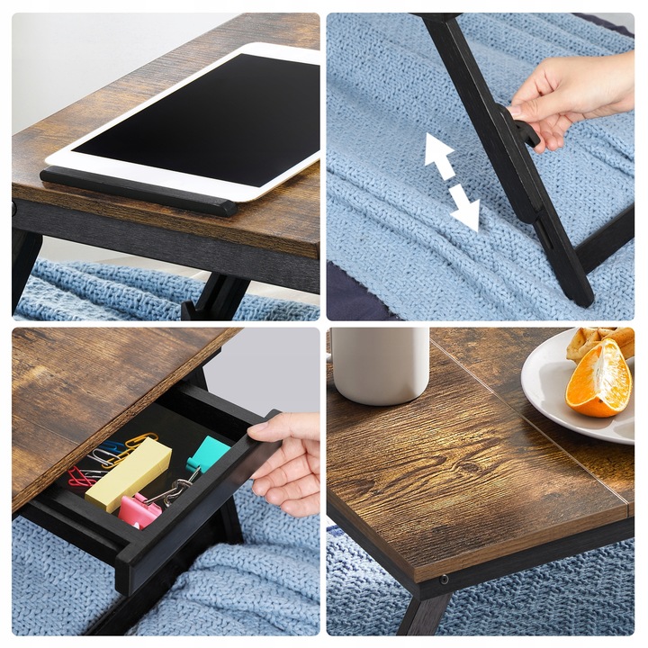 Składany Stolik Pod Laptopa Taca do Łóżka Rustykalna Podstawka