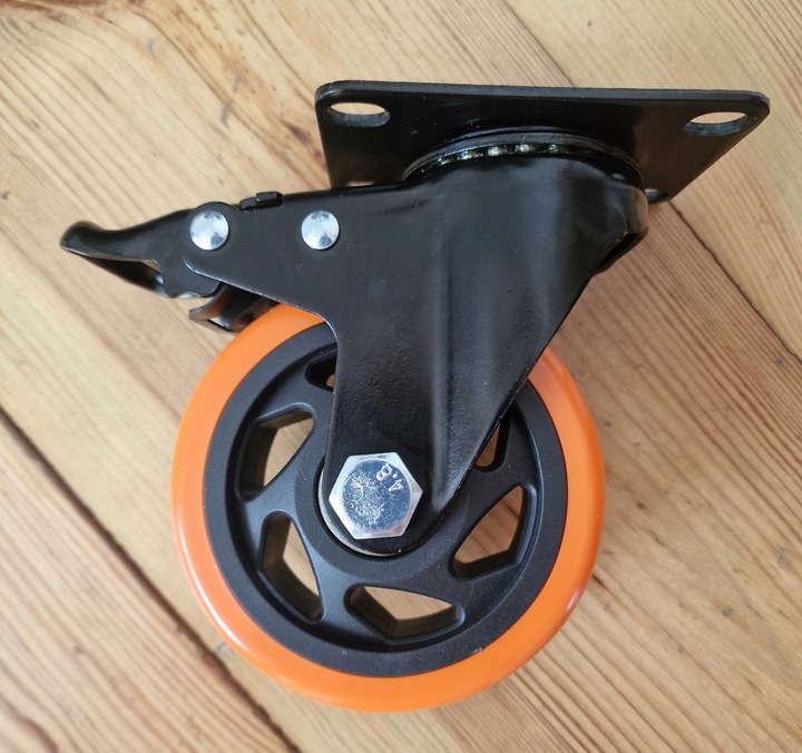 Zestaw 4 kółek kółka 100 mm warsztatowe do wózka obrotowe z hamulcem