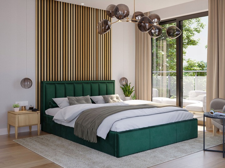 Łóżko tapicerowane MOON 160x200 pojemnik + stelaż