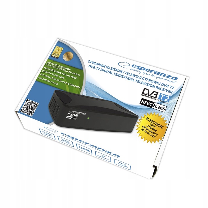 Dekoder TUNER TV NAZIEMNEJ HD DVB-T2 HEVC H.265 SCART HDMI USB + PILOT