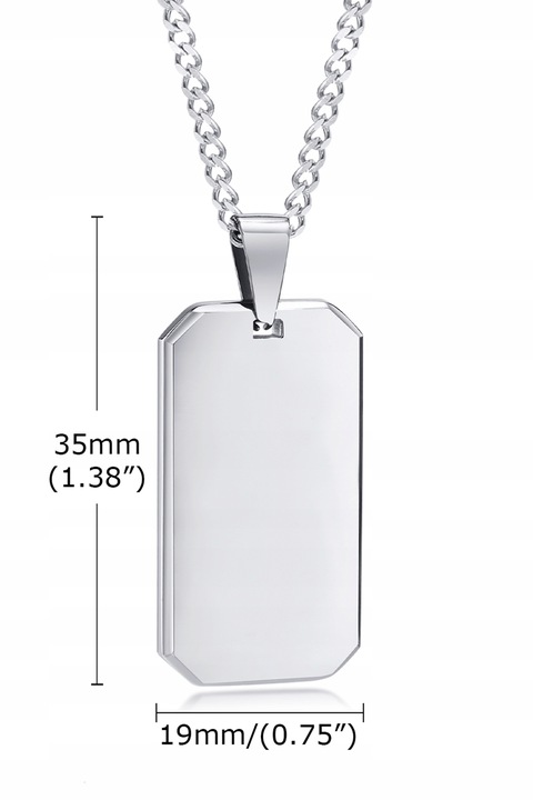 NIEŚMIERTELNIK MĘSKI Z GRAWEREM SREBRNY ŁAŃCUSZEK PANCERKA STAL NA PREZENT