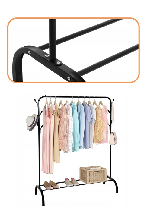 WIESZAK STOJAK NA UBRANIA BUTY STOJĄCY PODŁOGOWY LOFT METALOWY