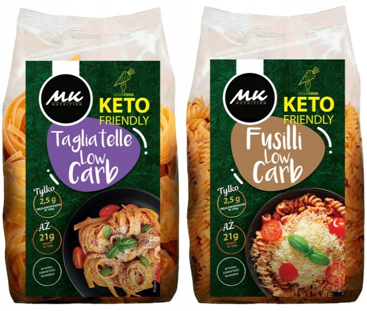 Makarony białkowe Tagliatelle Fusilli WSTĄŻKI ŚWIDERKI po 250g KETO lowcarb