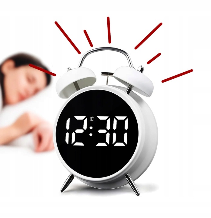 Zegar Budzik Alarm LED Cyfrowy Klasyczny Czarny Retro Tryb Nocny