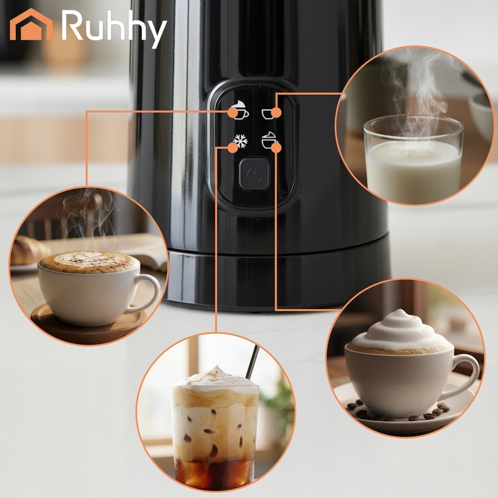 SPIENIACZ DO MLEKA ELEKTRYCZNY RUHHY DZBANKOWY Z PODGRZEWACZEM 4 TRYBY