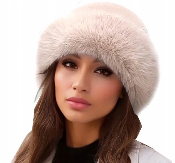 Czapka Damska Ciepła Futrzana Futerkowa Beżowa w kolorze Beżu Zimowa
