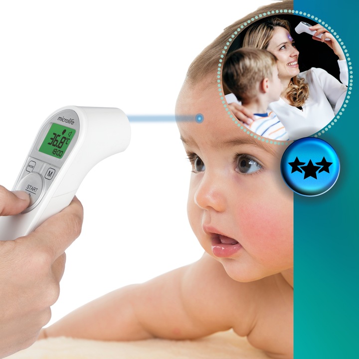 Termometr Bezdotykowy LED Elektroniczny Dokładny Cyfrowy 3sek Microlife