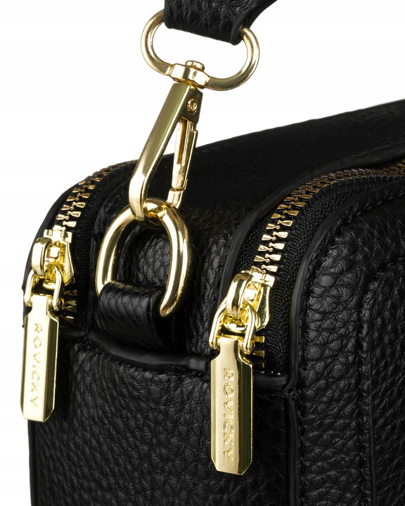 Torebka damska listonoszka na ramię czarna ROVICKY mała torba na pasku