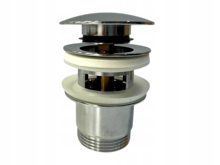 KOREK KLIK KLAK DO UMYWALKI CHROM AUTOMAT MOSIĘŻNY Z PRZELEWEM SREBRNY