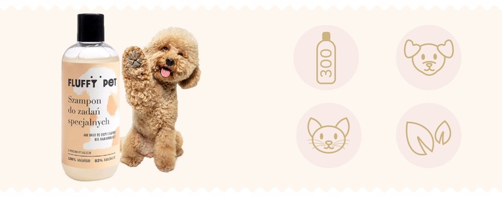 SZAMPON dla psów do zadań SPECJALNYCH FluffyPet 300ml HIPOALERGICZNY WEGAN