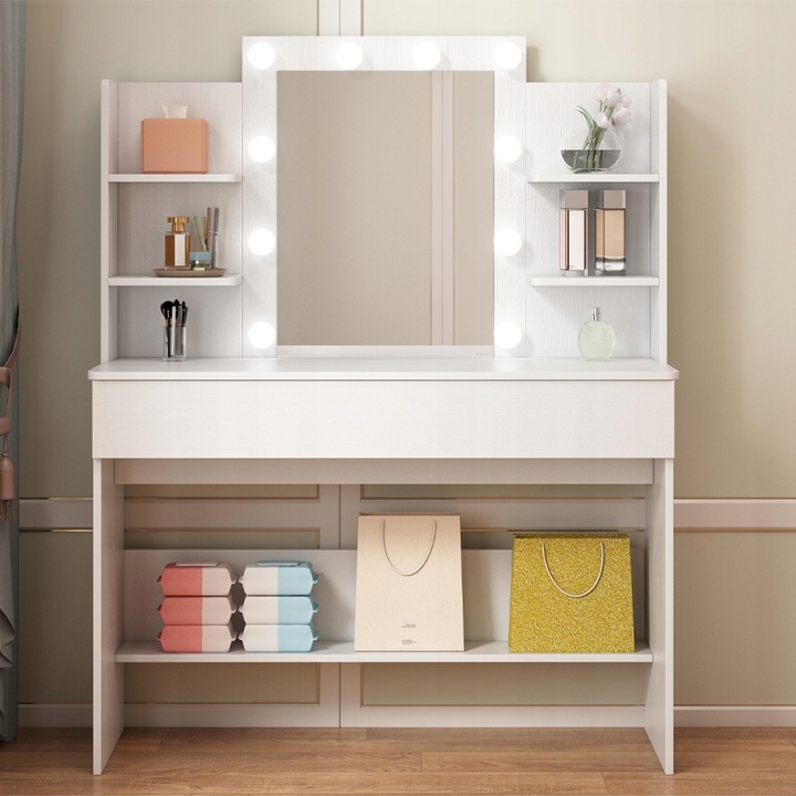 TOALETKA KOSMETYCZNA MAKIJAŻU WIZAŻU Z LUSTREM LED LOFT NOWOCZESNA 110