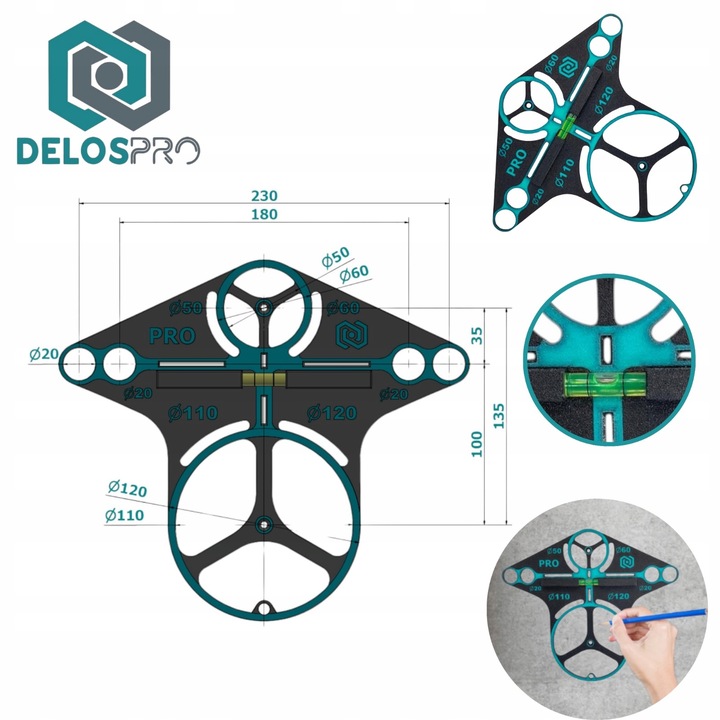 SZABLON WZORNIK OTWORÓW PŁYTEK GEBERIT TOALETA WYTRZYMAŁY GIĘTKI