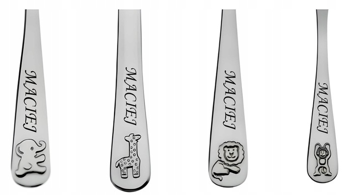 Sztućce dla Dzieci z GRAWEREM Gratis Prezent na Chrzest Roczek Urodzinki