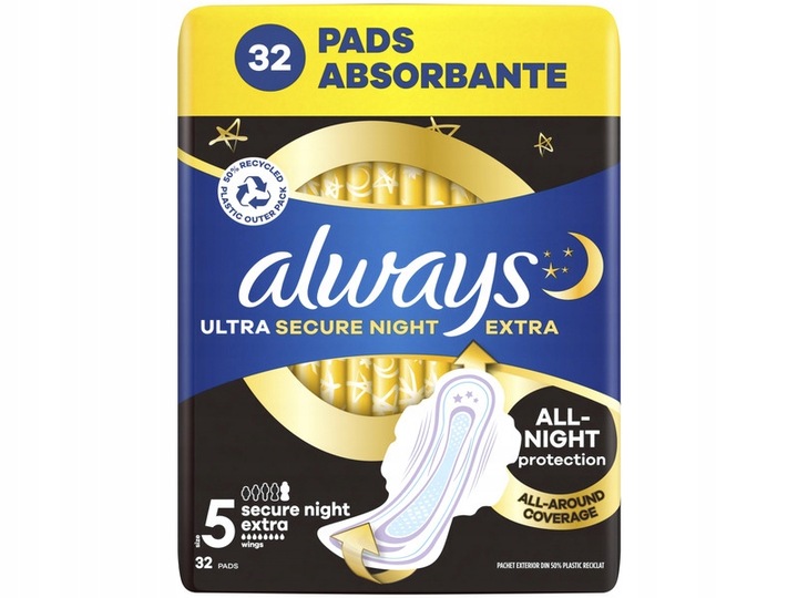 Podpaski ALWAYS Ultra Secure Night Extra Rozmiar 5 (32 sztuki)