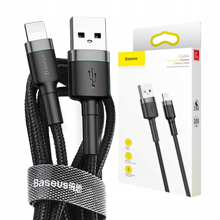 BASEUS SZYBKI KABEL USB / LIGHTNING MOCNY PRZEWÓD DO IPHONE 14 13 12 PRO 1m