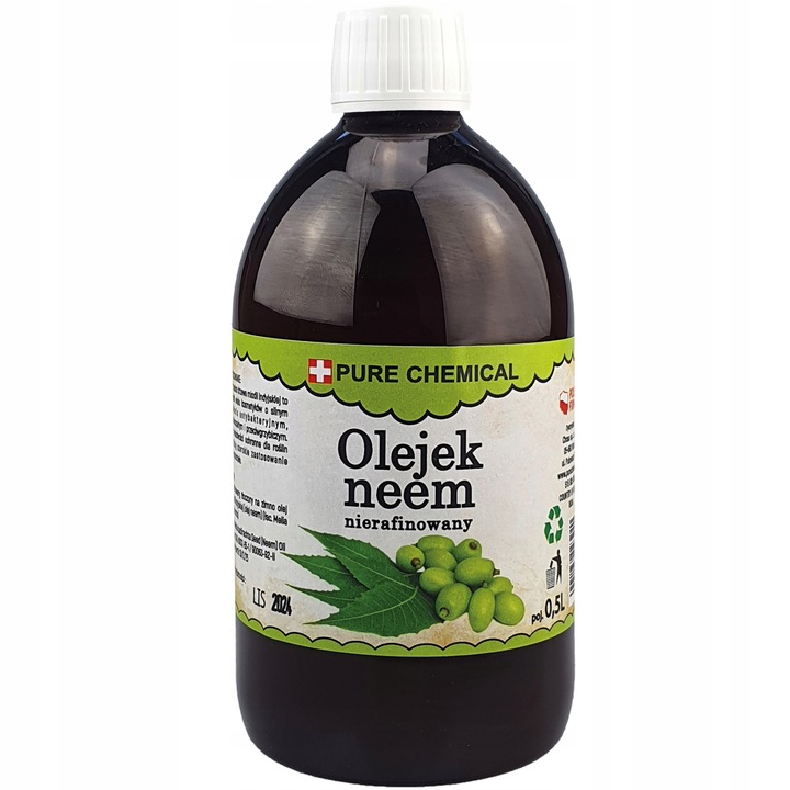 OLEJEK NEEM NIERAFINOWANY TŁOCZONY NA ZIMNO 500ml DO SKÓRY WŁOSÓW DO ROŚLIN