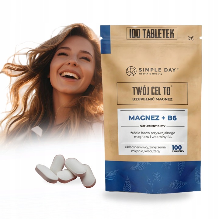 MAGNEZ CYTRYNIAN WITAMINA B6 NA STRES ZMĘCZENIE I SKURCZE 100 TABLETEK