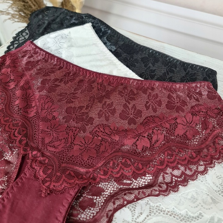 3x MAJTKI KORONKOWE Figi Bawełniane JAKOŚĆ 4XL/5XL