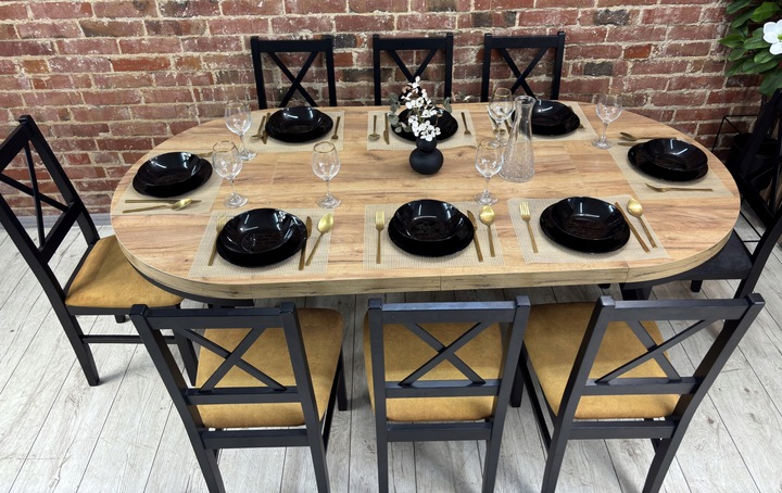 Stół okrągły 100 rozkładany do 200 cm LOFT metalowe nogi gruby blat