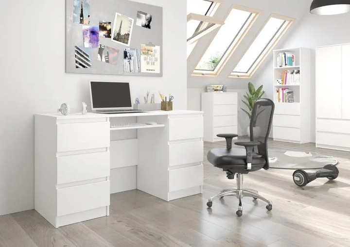 Meble Biurko komputerowe 6sz 135cm BIAŁE N32