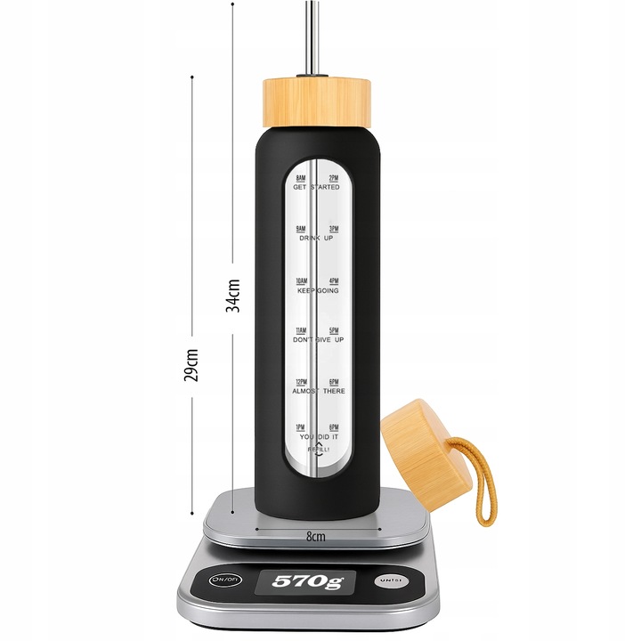 Szklana butelka na wodę motywacyjna z miarką wielorazowa słomka do picia 1L