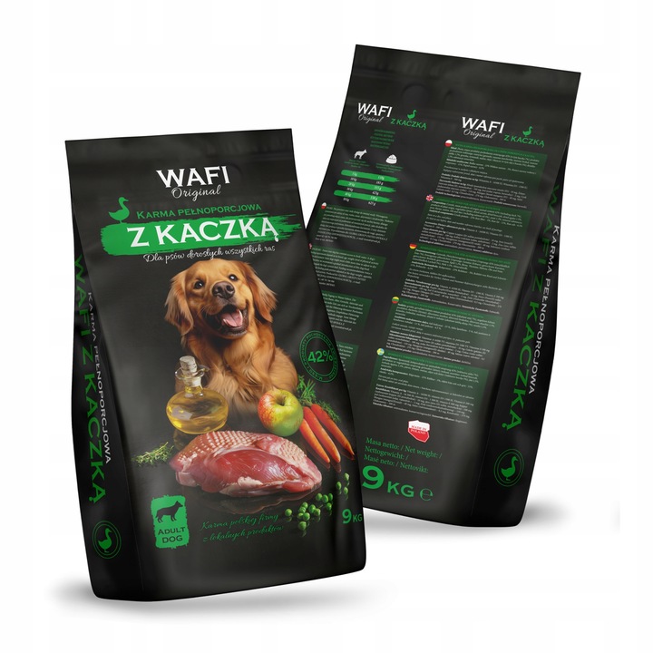 WAFI SUCHA KARMA DLA PSA Z KACZKĄ 42% MIĘSA 9KG
