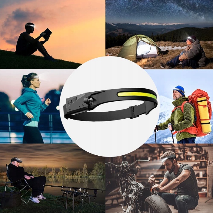 MOCNA LATARKA CZOŁOWA LED REFLEKTOR NA GŁOWĘ COB CZOŁÓWKA