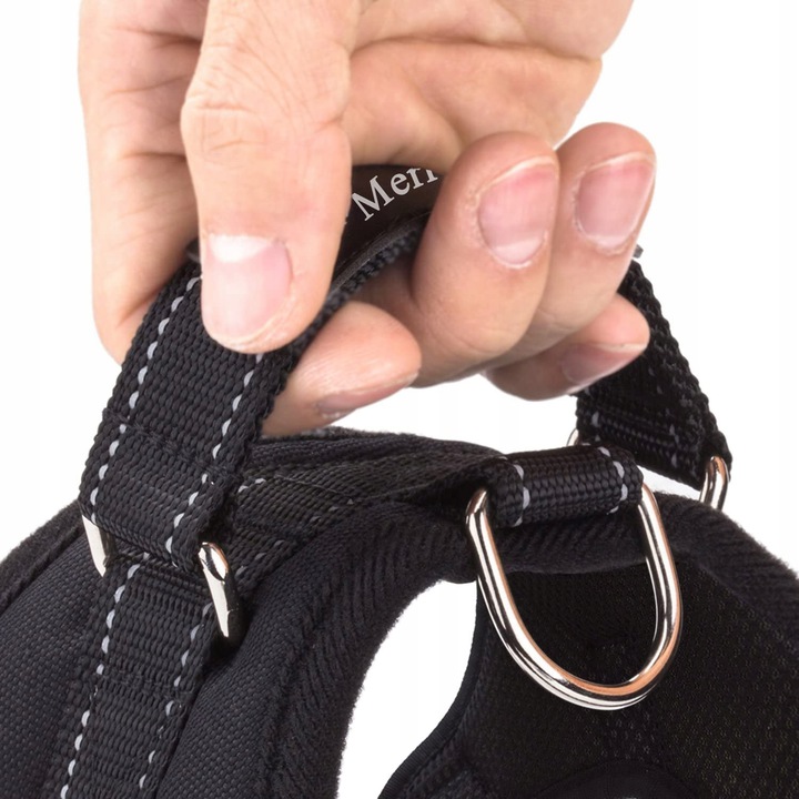 Szelki dla psa + Smycz BEZUCISKOWE czarne rozm XL Labrador Golden Owczarek