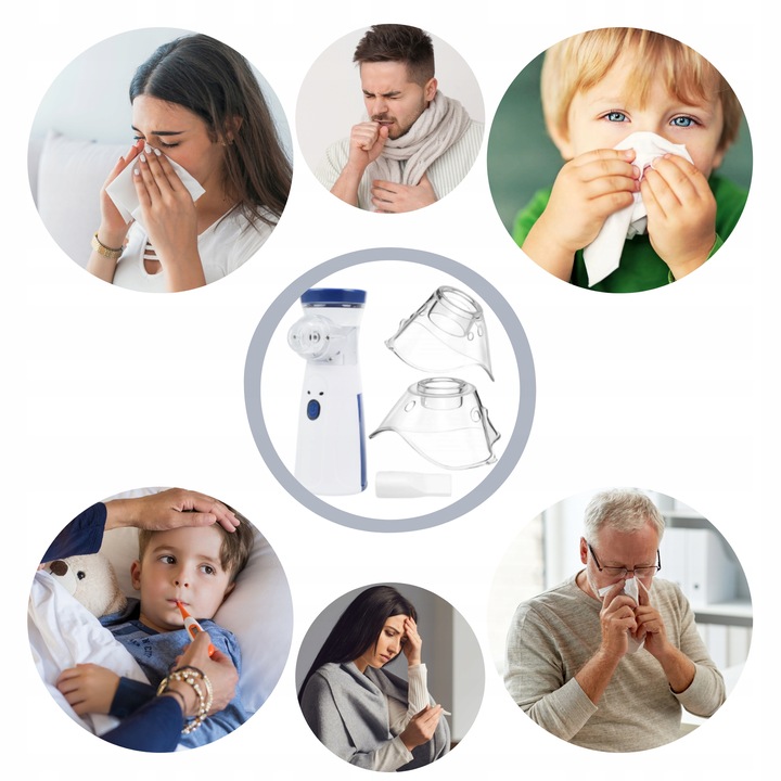 INHALATOR NEBULIZATOR ULTRADŹWIĘKOWY PRZENOŚNY DLA DZIECI DOROSŁYCH AA USB