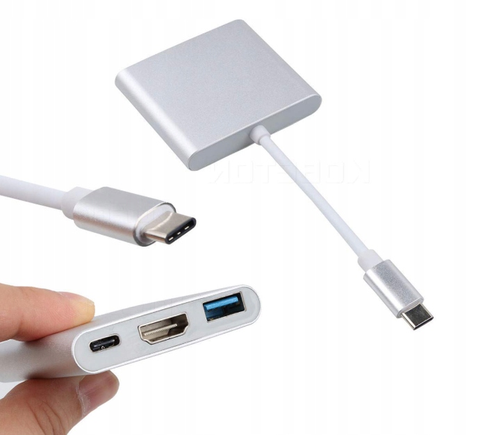 Adapter Przejściówka ZENWIRE 3w1 MHL HUB USB C HDMI 4K do MacBook Samsung