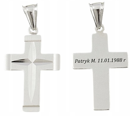 Łańcuszek Srebrny Męski Pancerka Diamentowany Krzyżyk pr 925 Grawer Gratis
