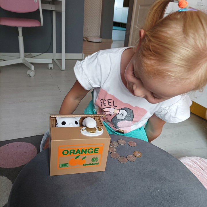 Skarbonka Kot Kotek Interaktywna Automat Miałczy Otwierana Prezent Dzieci