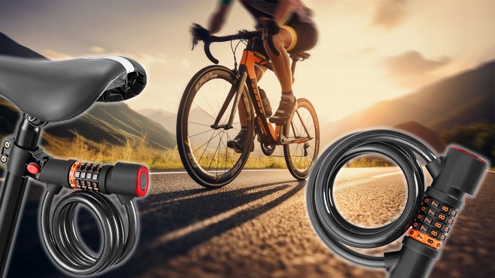 ZAMEK ZAPIĘCIE BLOKADA DO ROWERU + ŚWIATŁO TYLNE Lampka LED Uchwyt