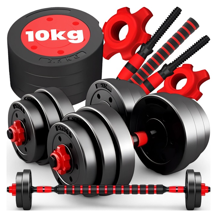 HANTLE 10kg BITUMICZNE 2x5kg + GRYF SZTANGA ZESTAW HANTLI REGULOWANYCH