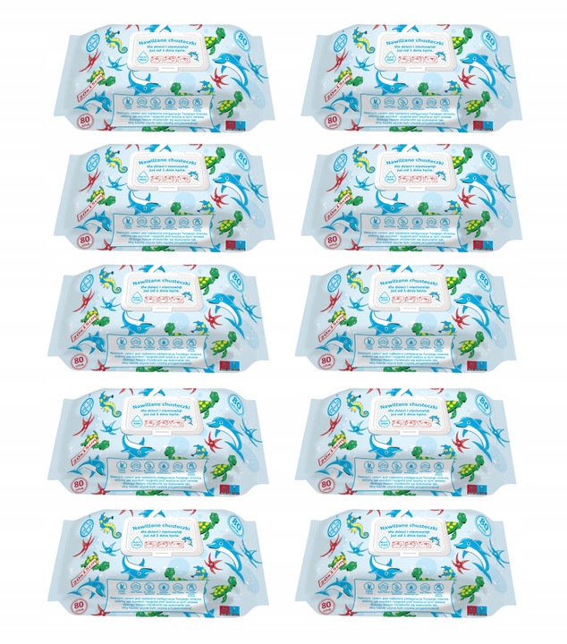 CHUSTECZKI NAWILŻANE DLA DZIECI I NIEMOWLĄT AŻ 99,8% WODY TESTEO 800 sztuk